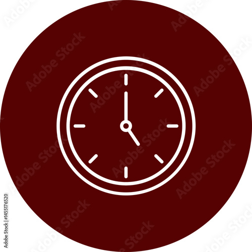 Clock Vector Line Brown Circle Icon Design