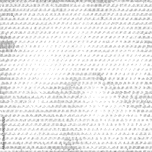 A densely patterned monochrome grid of tiny dots dominates the frame.