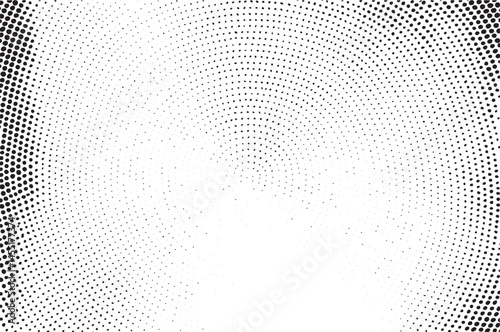 A dense field of closely spaced white dots creates a dynamic radial across the frame.