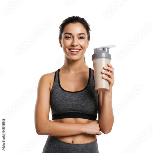 young woman with bottle of water Backgroundless cutout in 4k