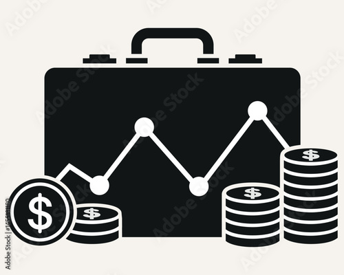 Financial Growth Icon, Business Investment, Profit Chart And Money Coins Vector, Investing Icon Design.