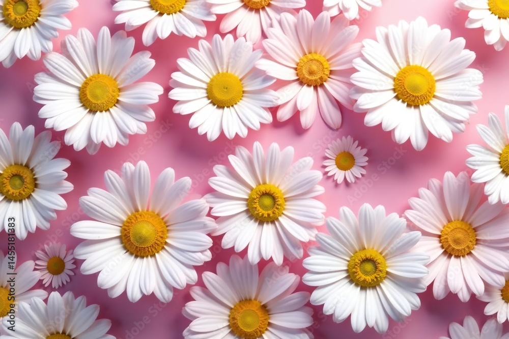 Obraz premium Delicate, small-scale repeating daisy pattern; pastel tones , wallpaper, repeat, pattern
