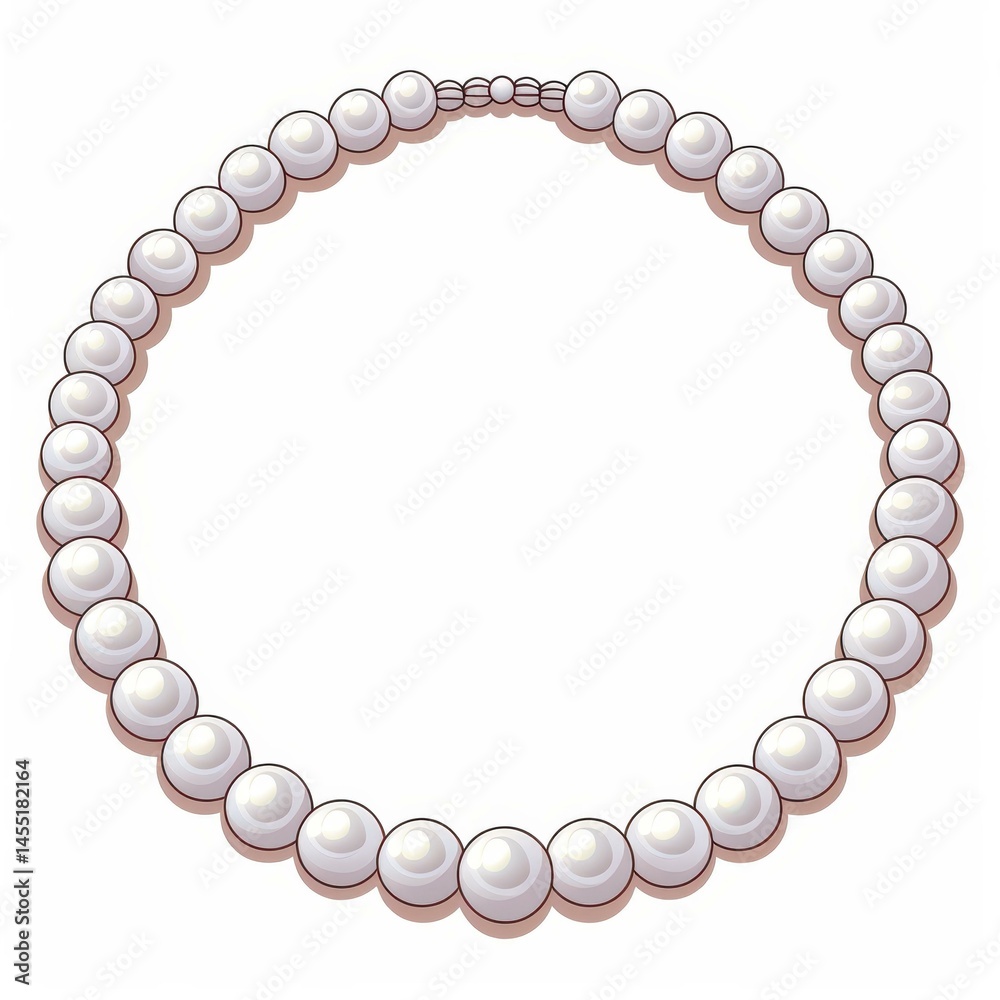Fototapeta premium Elevate your style with this pastel pearl necklace, featuring a sleek silver clasp for a touch of elegance.