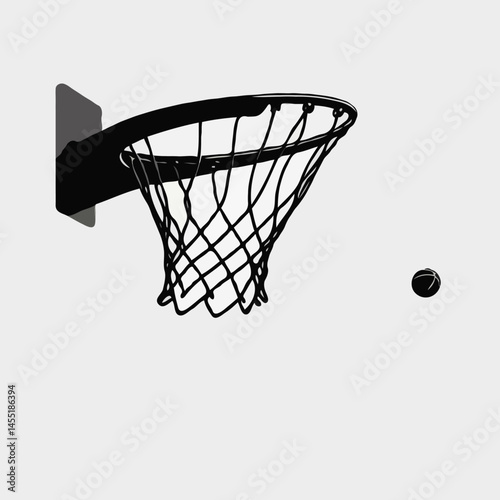 Silhouette Basketball Dunk: Minimalist Sports Vector with Hoop and Court in Motion