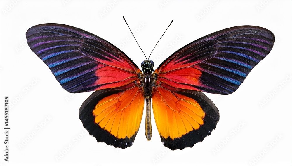Fototapeta premium beautiful colorful butterfly isolated transparent background generative ai