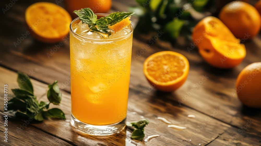 Fototapeta premium Orange beverage with mint