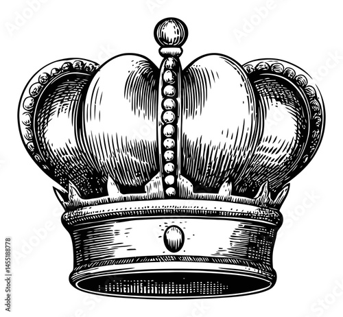 Vintage Crown Illustration with Intricate Details and Classic Design