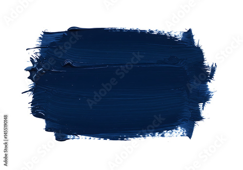  Dark Navy Blue Paint Brush Stroke Texture Swatch Isolated