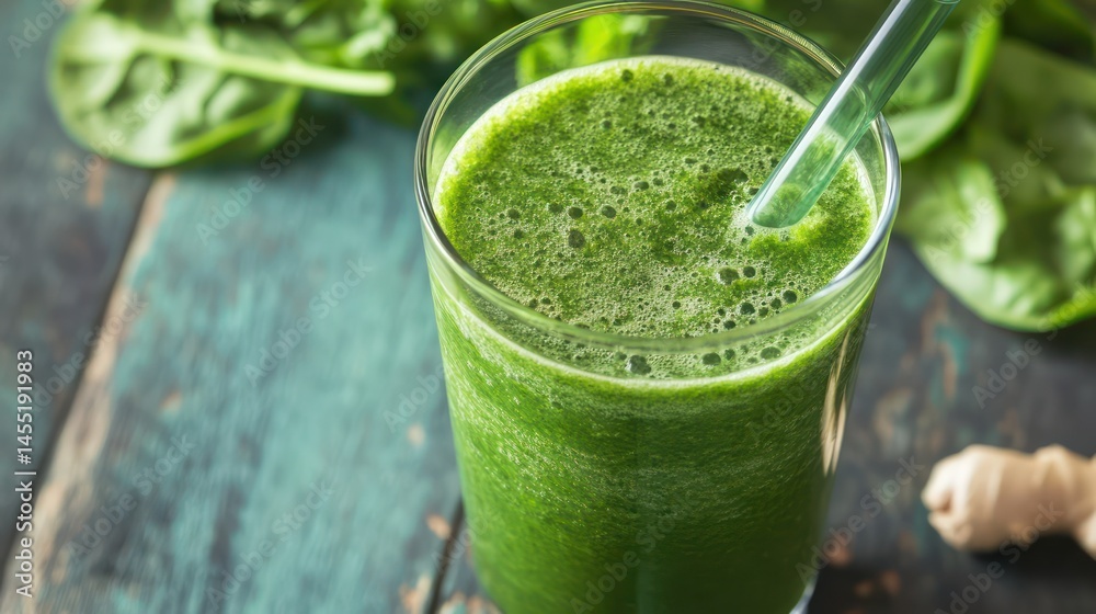 Green smoothie in glass Green smoothie in glass
