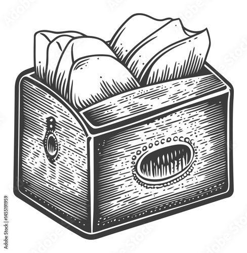 Vintage Bread Box with Loaves of Freshly Baked Bread Illustrations