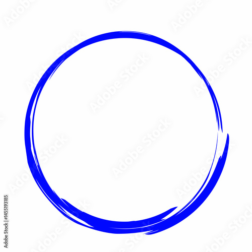 Blue circle logo identity design handrawn brush