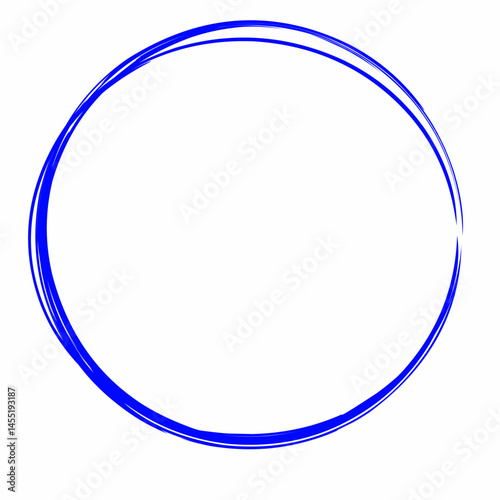 Blue circle logo identity design handrawn brush