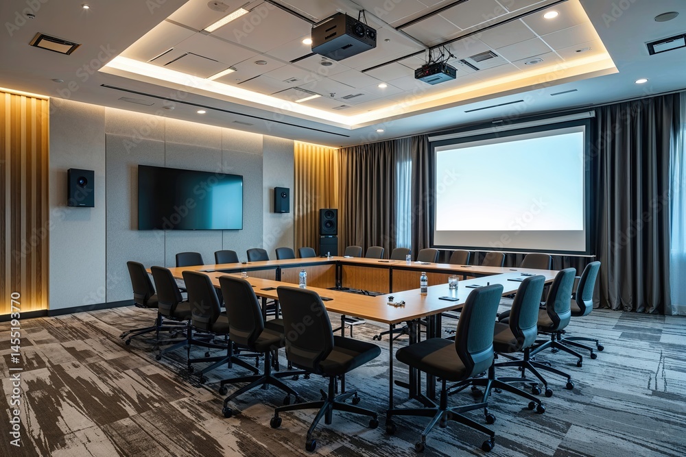 Cutting Edge Training Room for Skill Enhancement with Advanced AV System and Projection Screen Cutting Edge Training Room for Skill Enhancement with Advanced AV System and Projection Screen