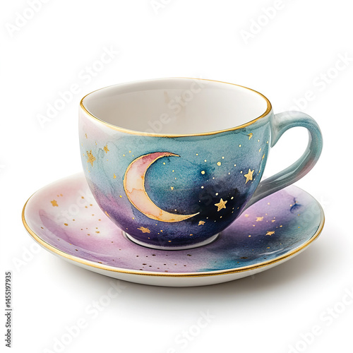 Vintage tea cup on a white background.