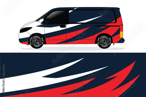 Stylish van design with dynamic stripes in motion