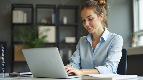business woman working on laptop