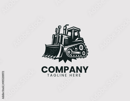 Grader vector logo illustration. Strong design for heavy construction machinery.