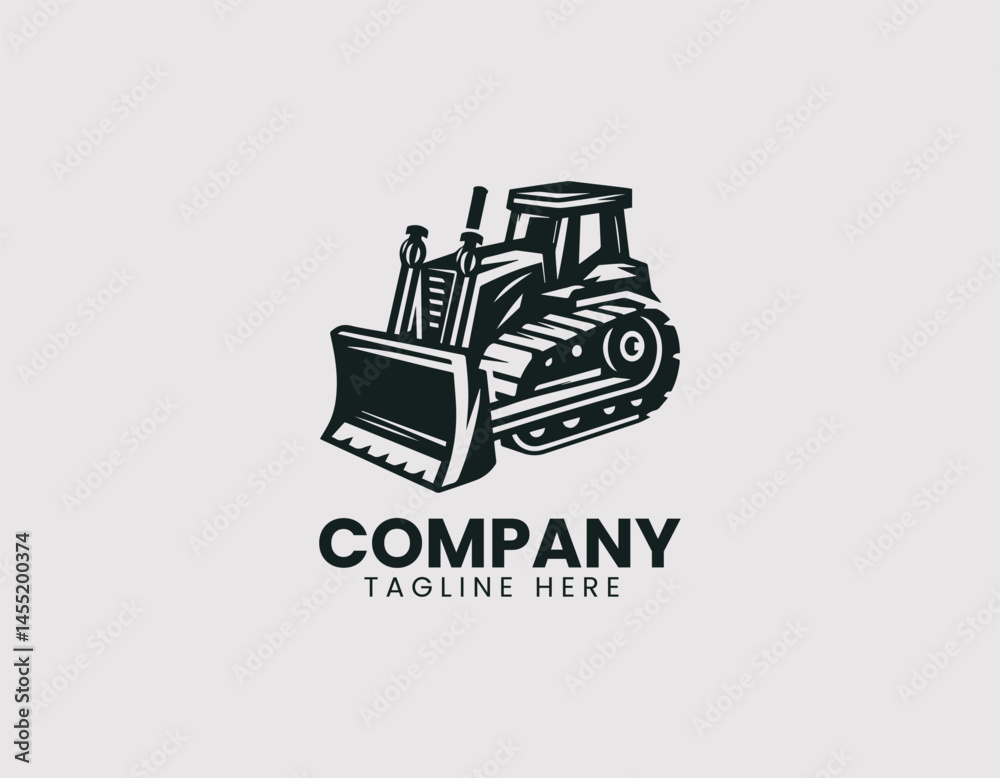 Naklejka premium Grader vector logo illustration. Modern design with construction and excavation focus.