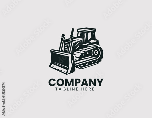 Grader vector logo illustration. Modern design with construction and excavation focus.