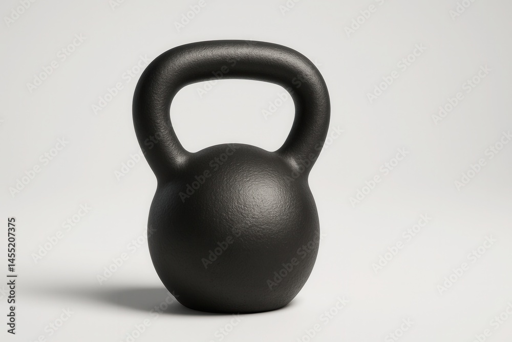 Fototapeta premium Black kettlebell sitting on white background for fitness training