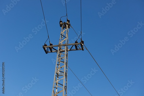 Obraz na płótnie Electric line post three-phase w salonie