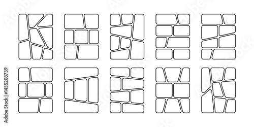 Set of comic page layouts. Anime book panels isolated on white background. Grids for manga storyboard. Photo collages, magazines, posters or moodboard templates. Vector graphic illustration.