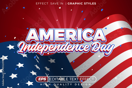 Editable 3d text effect america independence day
