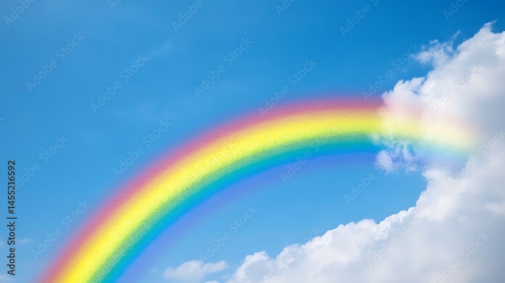 Vibrant spectrum amidst fluffy clouds forming a hopeful rainbow vista Vibrant spectrum amidst fluffy clouds forming a hopeful rainbow vista