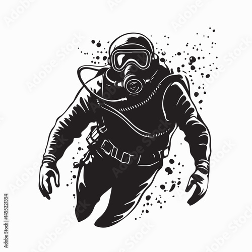 Scuba diver exploring underwater depths image vector isolated on white background.