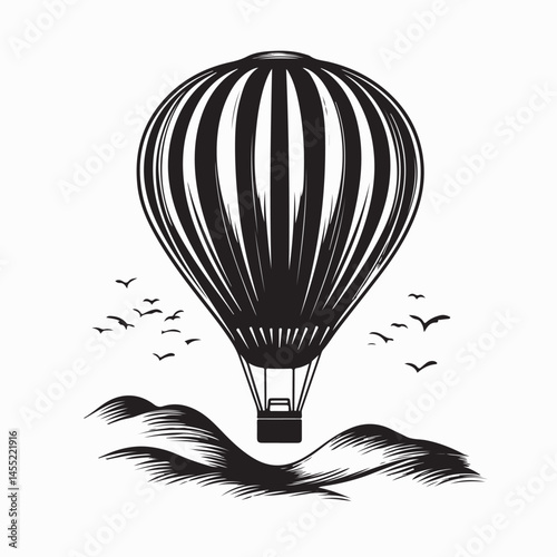 Beautiful Travel Hot Air Balloon Image Vector isolated on white background.