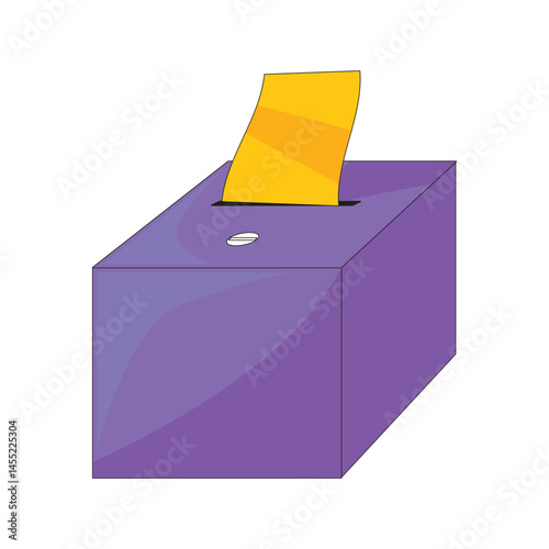 Vector purple ballot box emoji with slot, casting vote, and secure lock, symbolizing trust and security.