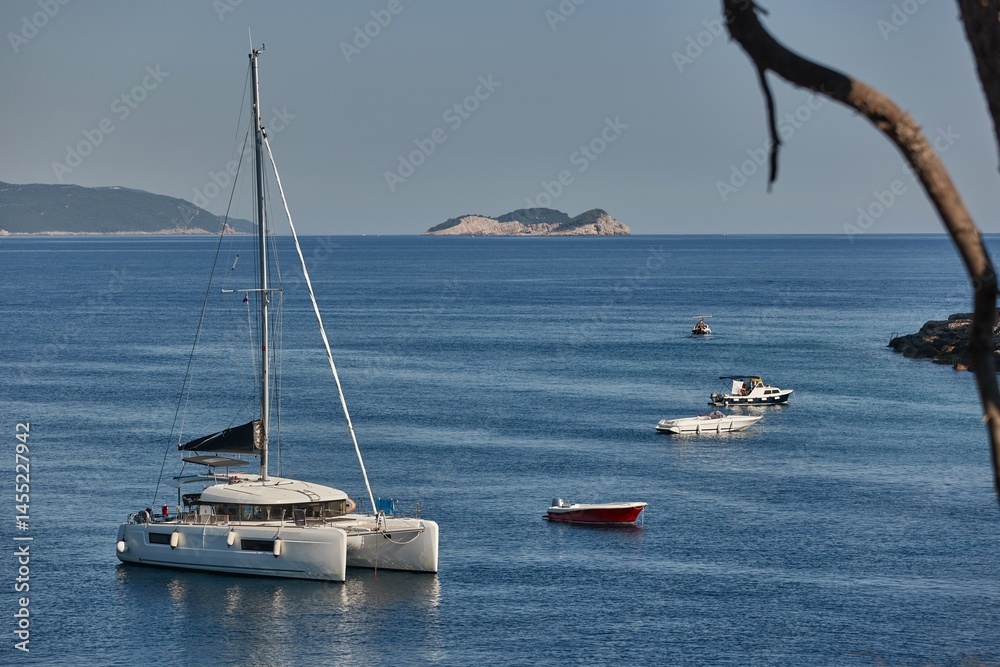 Vacation sail boat in a sea bay in Croatia