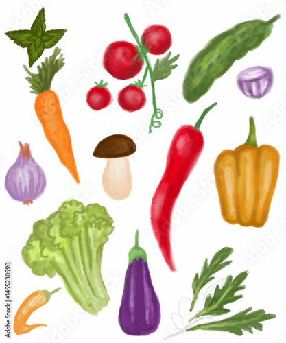 set of vegetables isolated
