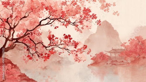 Elegant chinese-inspired watercolor background