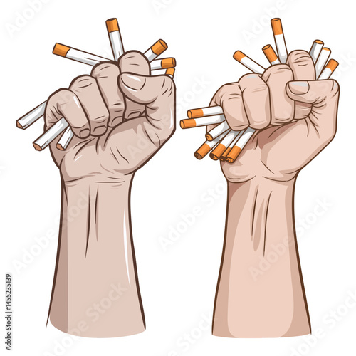 Strong Hands Breaking Cigarettes Symbolize Power to Quit Smoking on No Tobacco Awareness Day