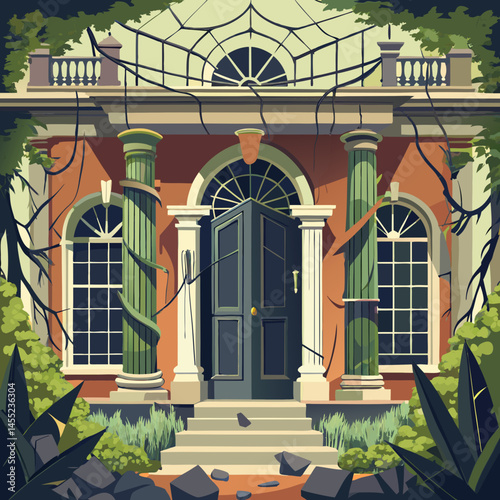 A cozy house nestled among tall trees in a serene forest setting, surrounded by greenery and natural beauty.