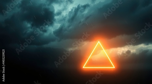 Abstract 3D Triangle Background with Glowing Prism and Sunlight Effects