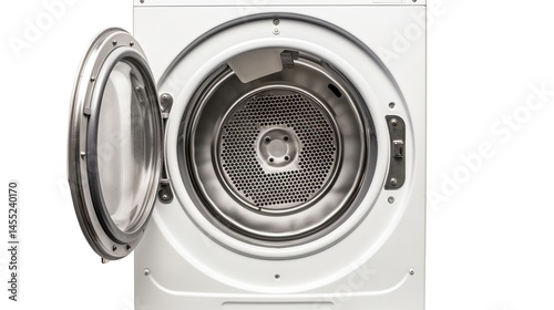 Open dryer interior, ready for laundry
