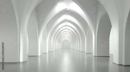 Elegant white arched hallway extending into the distance.