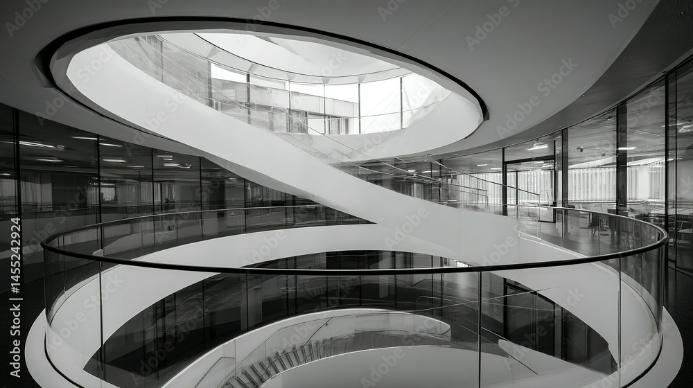 Obraz premium Modern, spiraling interior architectural design.