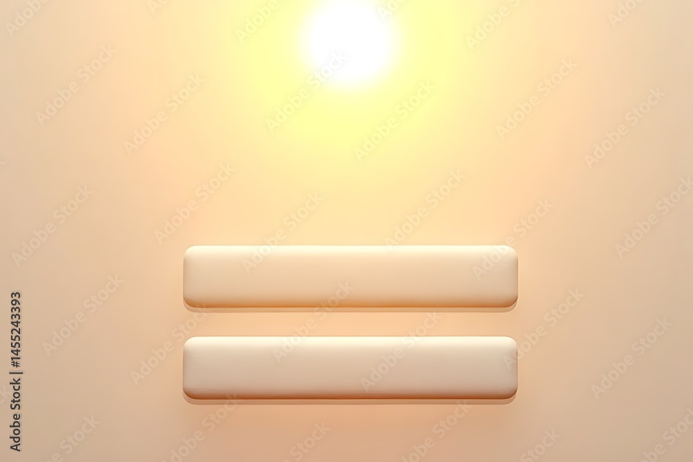 Equal sign symbol in bright light minimalist design abstract art soft colors close-up perspective Equal sign symbol in bright light minimalist design abstract art soft colors close-up perspective