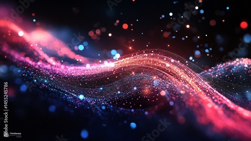 Abstract Wavy Technology Background with Particles for Modern Design Projects