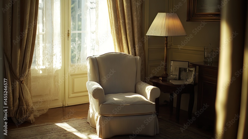 Fototapeta premium Armchair positioned to create a cozy but accessible sitting area