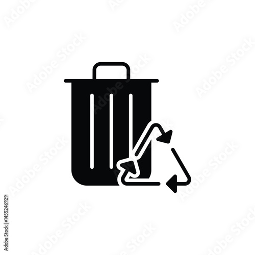 Recycle bin icon. Simple solid style. Rubbish, reuse, waste, pollution, recycling, garbage, container, trash, environment concept. Black silhouette, glyph symbol. Vector illustration isolated.