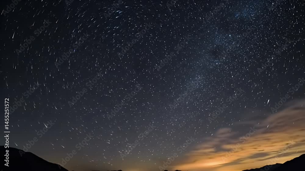 Spinning Star Trails Night Sky Time Lapse Over Mountain Landscape Spinning Star Trails Night Sky Time Lapse Over Mountain Landscape