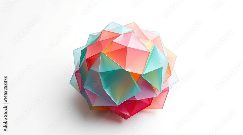 Colorful geometric sphere.  Intricate 3D design