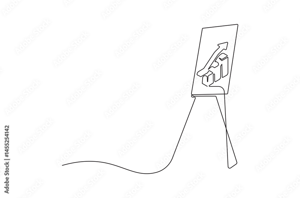 Continuous one line drawing Growth charts in white board. Single line drawing illustration White board with growth chart. Business plan concept vector art. Doodle line illustration. Continuous one line drawing Growth charts in white board. Single line drawing illustration White board with growth chart. Business plan concept vector art. Doodle line illustration.