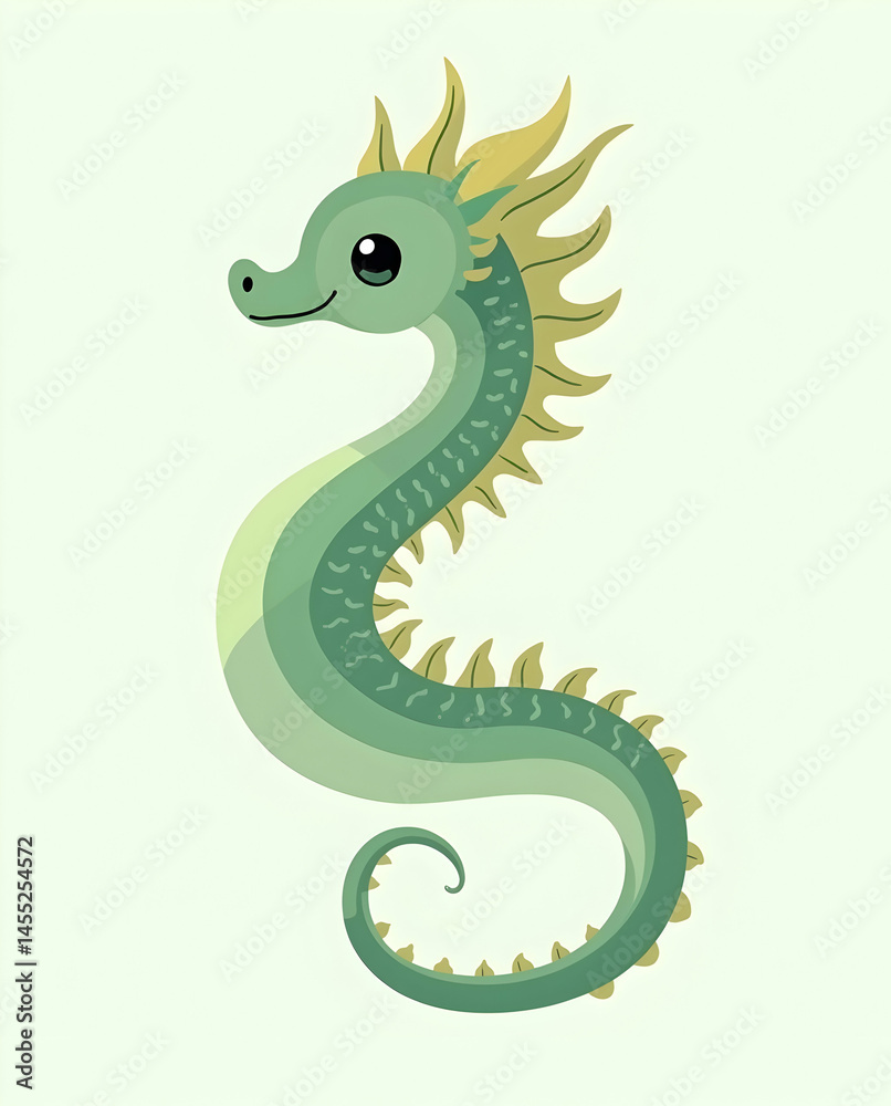 Fototapeta premium Leafy Sea Dragon in Minimalist Design