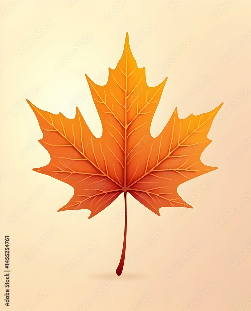 Fototapeta premium Warm Maple Leaf on Pastel-Toned Background