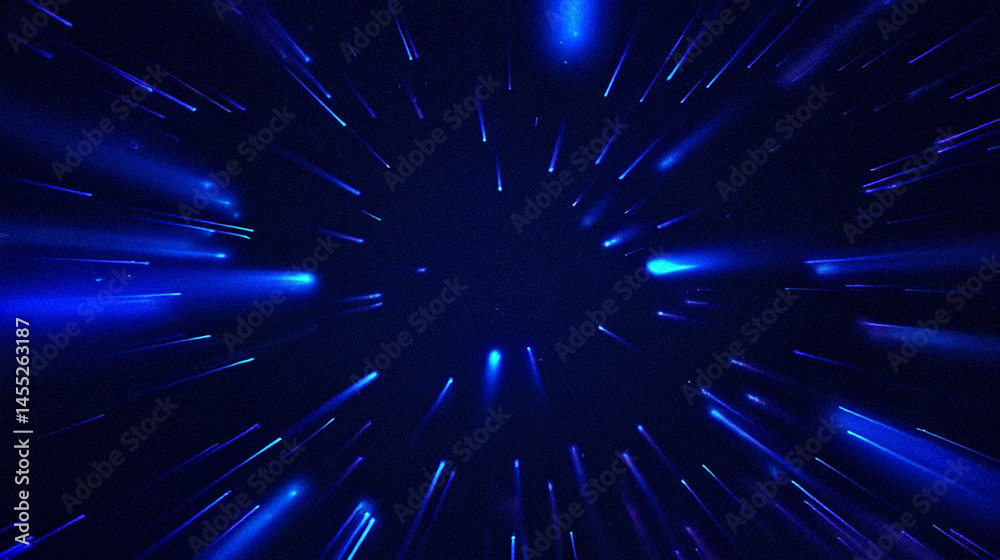 Naklejka premium Abstract Blue Light Streaks Radiating Outwards Background